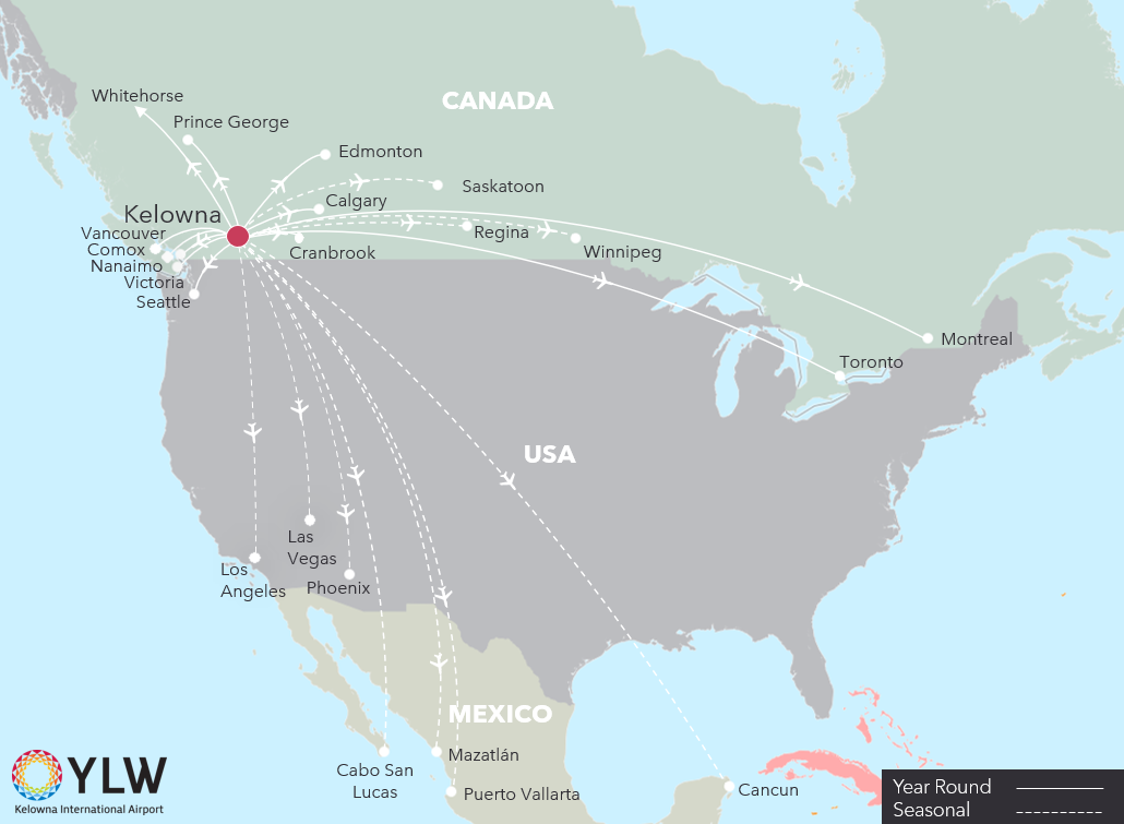 YLW destination map - Aug 2025