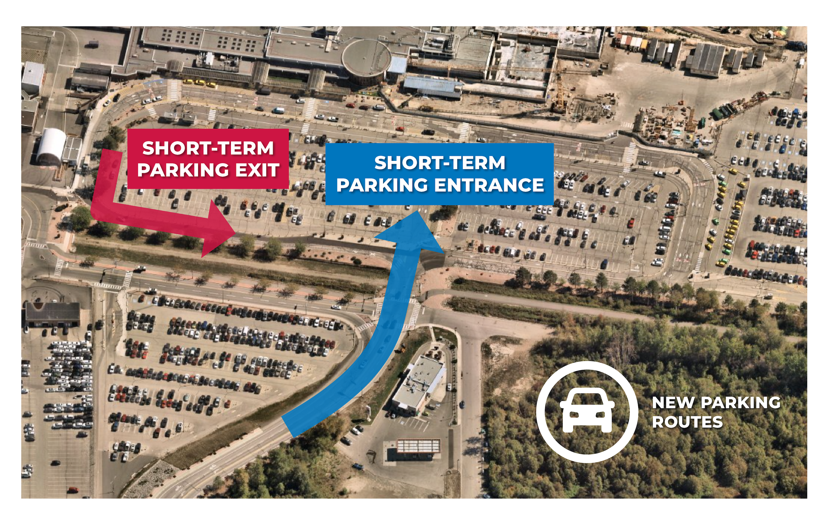 New Entry & Exit map for YLW short-term parking lot